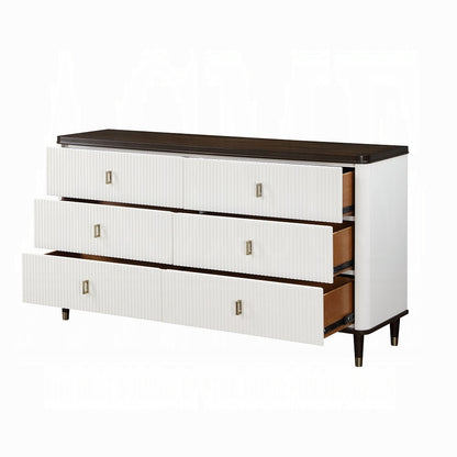 Carena 6-Piece Modern Luxury Bedroom Set Includes Panel Bed, Dresser, Chest, 2x Nightstands and Mirror, Box Spring Required