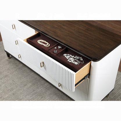 Carena 6-Piece Modern Luxury Bedroom Set Includes Panel Bed, Dresser, Chest, 2x Nightstands and Mirror, Box Spring Required