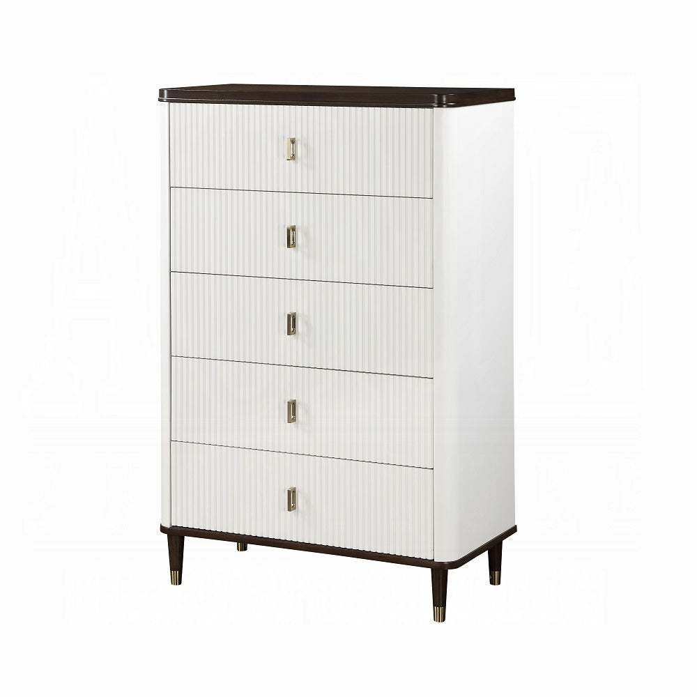 Carena 6-Piece Modern Luxury Bedroom Set Includes Panel Bed, Dresser, Chest, 2x Nightstands and Mirror, Box Spring Required