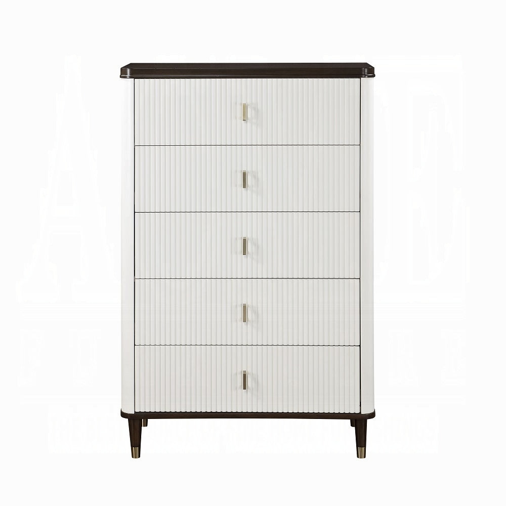 Carena 6-Piece Modern Luxury Bedroom Set Includes Panel Bed, Dresser, Chest, 2x Nightstands and Mirror, Box Spring Required