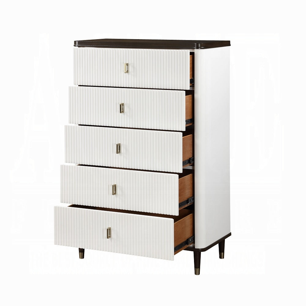 Carena 6-Piece Modern Luxury Bedroom Set Includes Panel Bed, Dresser, Chest, 2x Nightstands and Mirror, Box Spring Required
