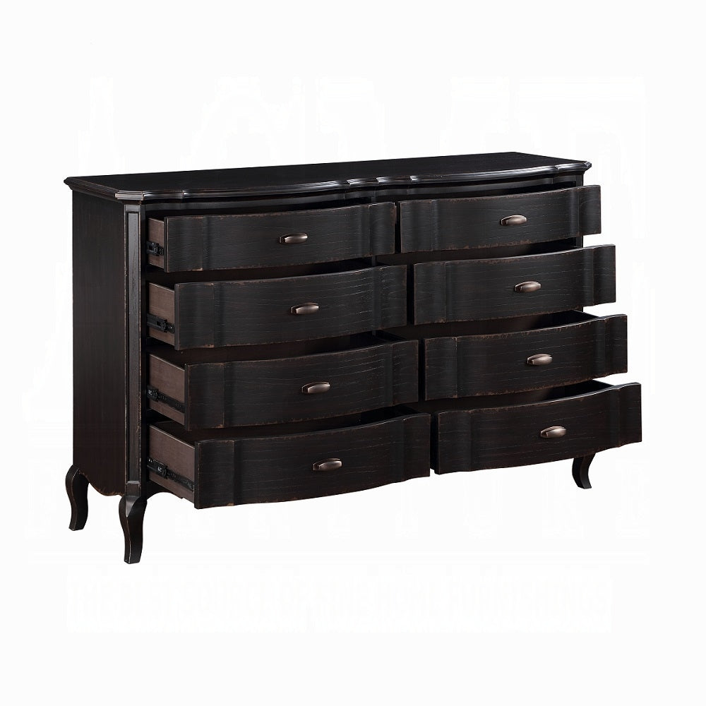 Chelmsford 6-Piece Contemporary Solid Wood Bedroom Set Includes Panel Bed, Assembled Dresser, Assembled Chest, 2xAssembled Nightstand and Mirror, Box Spring Required