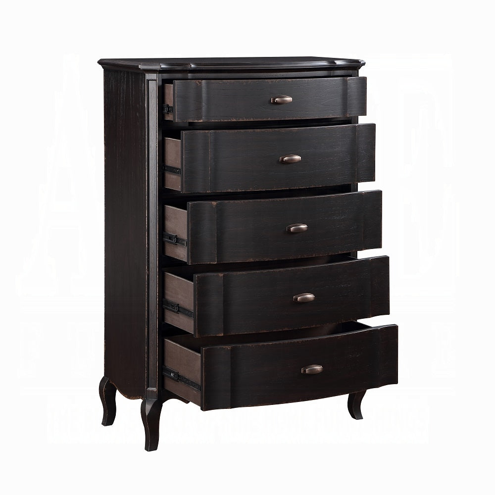 Chelmsford 6-Piece Contemporary Solid Wood Bedroom Set Includes Panel Bed, Assembled Dresser, Assembled Chest, 2xAssembled Nightstand and Mirror, Box Spring Required