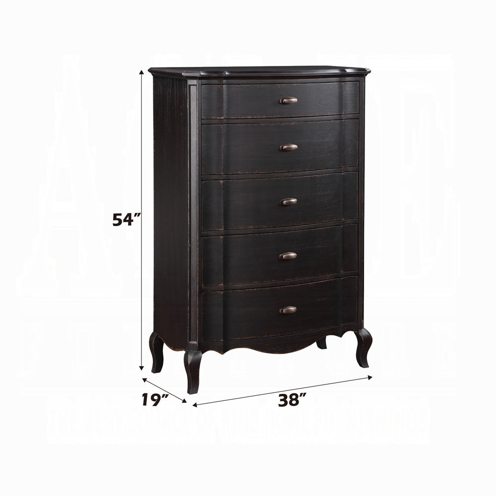 Chelmsford 6-Piece Contemporary Solid Wood Bedroom Set Includes Panel Bed, Assembled Dresser, Assembled Chest, 2xAssembled Nightstand and Mirror, Box Spring Required