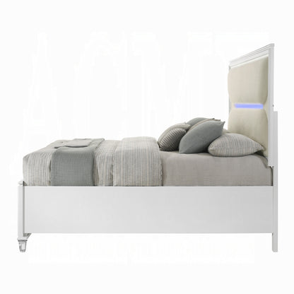 Tarian 6-Piece Modern Luxury Bedroom Set Includes Panel Bed w/Led & Storage, Assembled Dresser, Assembled Chest, 2xAssembled Nightstands and Mirror, Box Spring Not Required