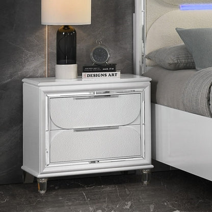 Tarian 6-Piece Modern Luxury Bedroom Set Includes Panel Bed w/Led & Storage, Assembled Dresser, Assembled Chest, 2xAssembled Nightstands and Mirror, Box Spring Not Required