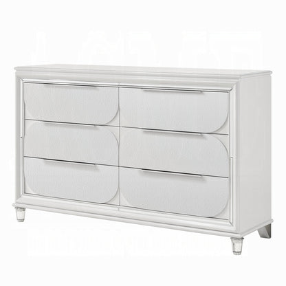 Tarian 6-Piece Modern Luxury Bedroom Set Includes Panel Bed w/Led & Storage, Assembled Dresser, Assembled Chest, 2xAssembled Nightstands and Mirror, Box Spring Not Required