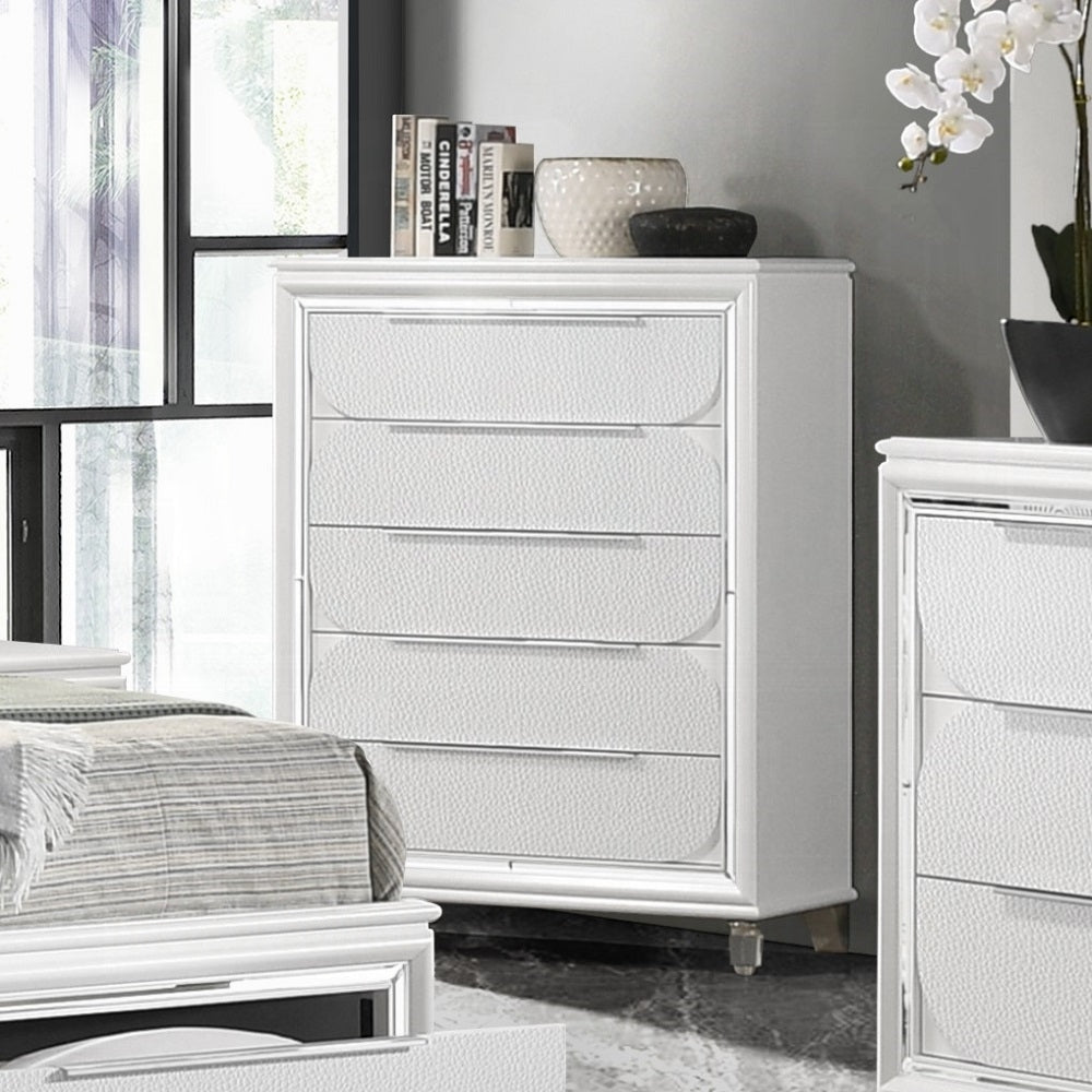 Tarian 6-Piece Modern Luxury Bedroom Set Includes Panel Bed w/Led & Storage, Assembled Dresser, Assembled Chest, 2xAssembled Nightstands and Mirror, Box Spring Not Required