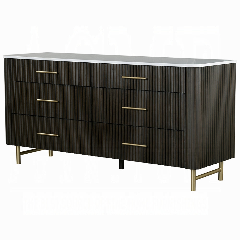 Clayten 6-Piece Modern Luxury Bedroom Set Includes Panel Bed, Assembled Dresser, Assembled Chest, 2xAssembled Nightstands and Mirror, Box Spring NOT Required