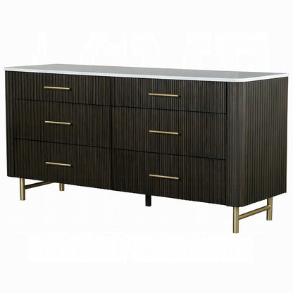 Clayten 6-Piece Modern Luxury Bedroom Set Includes Panel Bed, Assembled Dresser, Assembled Chest, 2xAssembled Nightstands and Mirror, Box Spring NOT Required