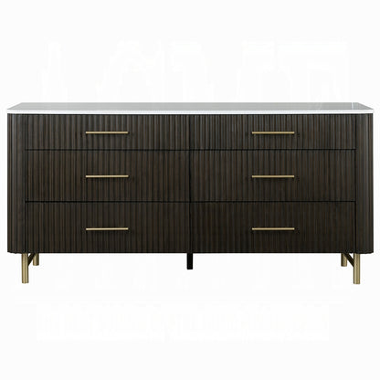Clayten 6-Piece Modern Luxury Bedroom Set Includes Panel Bed, Assembled Dresser, Assembled Chest, 2xAssembled Nightstands and Mirror, Box Spring NOT Required