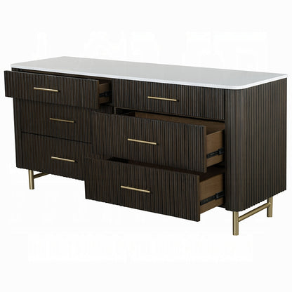 Clayten 6-Piece Modern Luxury Bedroom Set Includes Panel Bed, Assembled Dresser, Assembled Chest, 2xAssembled Nightstands and Mirror, Box Spring NOT Required