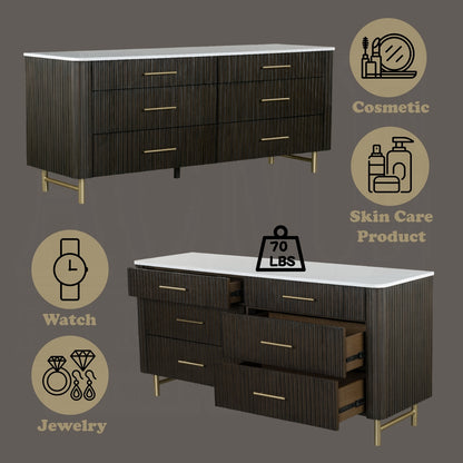 Clayten 6-Piece Modern Luxury Bedroom Set Includes Panel Bed, Assembled Dresser, Assembled Chest, 2xAssembled Nightstands and Mirror, Box Spring NOT Required