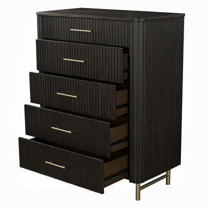 Clayten 6-Piece Modern Luxury Bedroom Set Includes Panel Bed, Assembled Dresser, Assembled Chest, 2xAssembled Nightstands and Mirror, Box Spring NOT Required