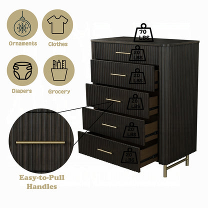 Clayten 6-Piece Modern Luxury Bedroom Set Includes Panel Bed, Assembled Dresser, Assembled Chest, 2xAssembled Nightstands and Mirror, Box Spring NOT Required