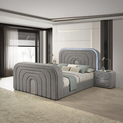 Shelyn Bed w/Led, TV Stand, Fireplace & Bluetooth