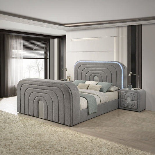 Shelyn Bed w/Led, TV Stand, Fireplace & Bluetooth