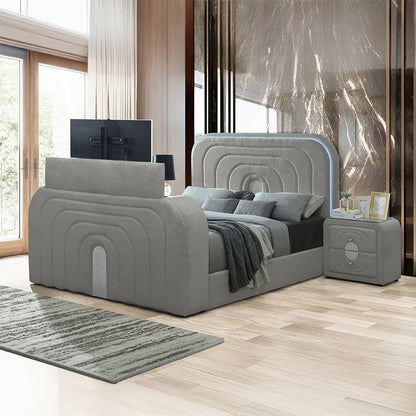 Shelyn Bed w/Led, TV Stand, Fireplace & Bluetooth