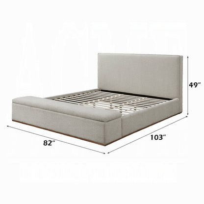 Boxter Solid Wood Bed w/Storage in Gray Linen