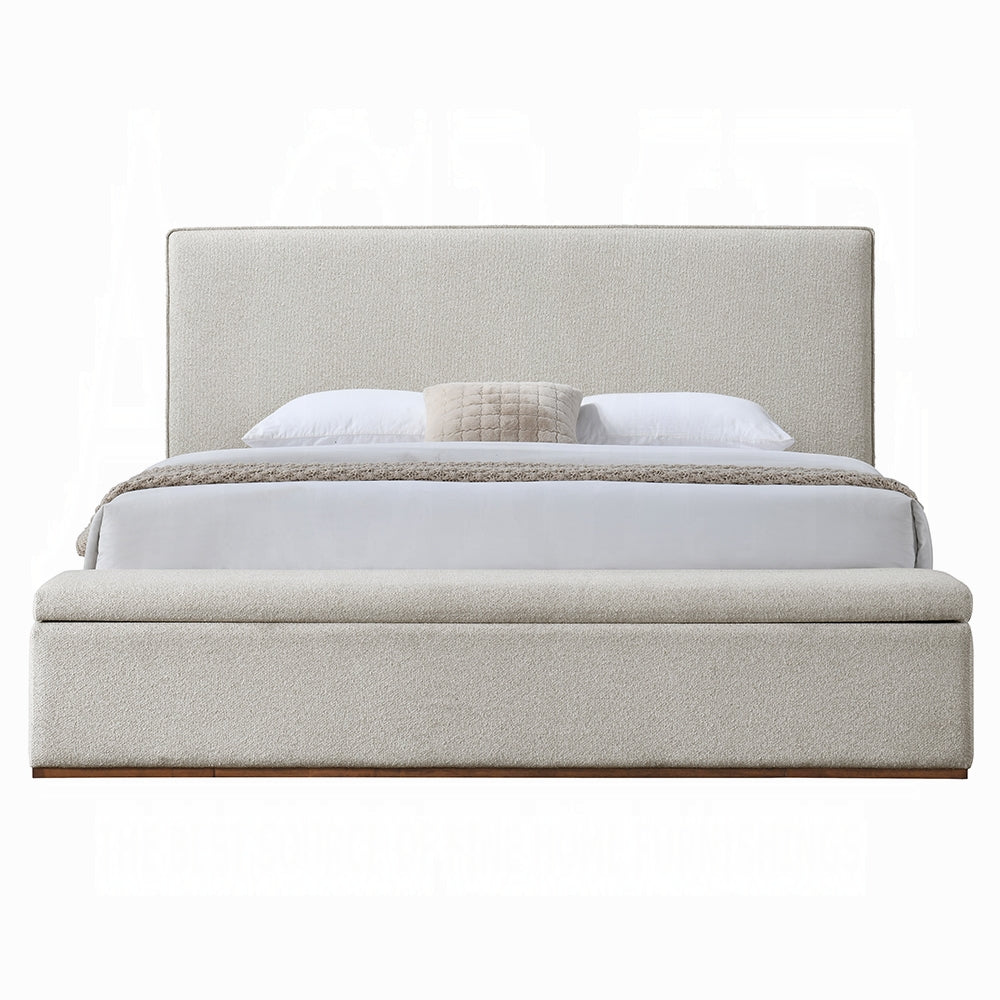 Boxter Solid Wood Bed w/Storage in Gray Linen
