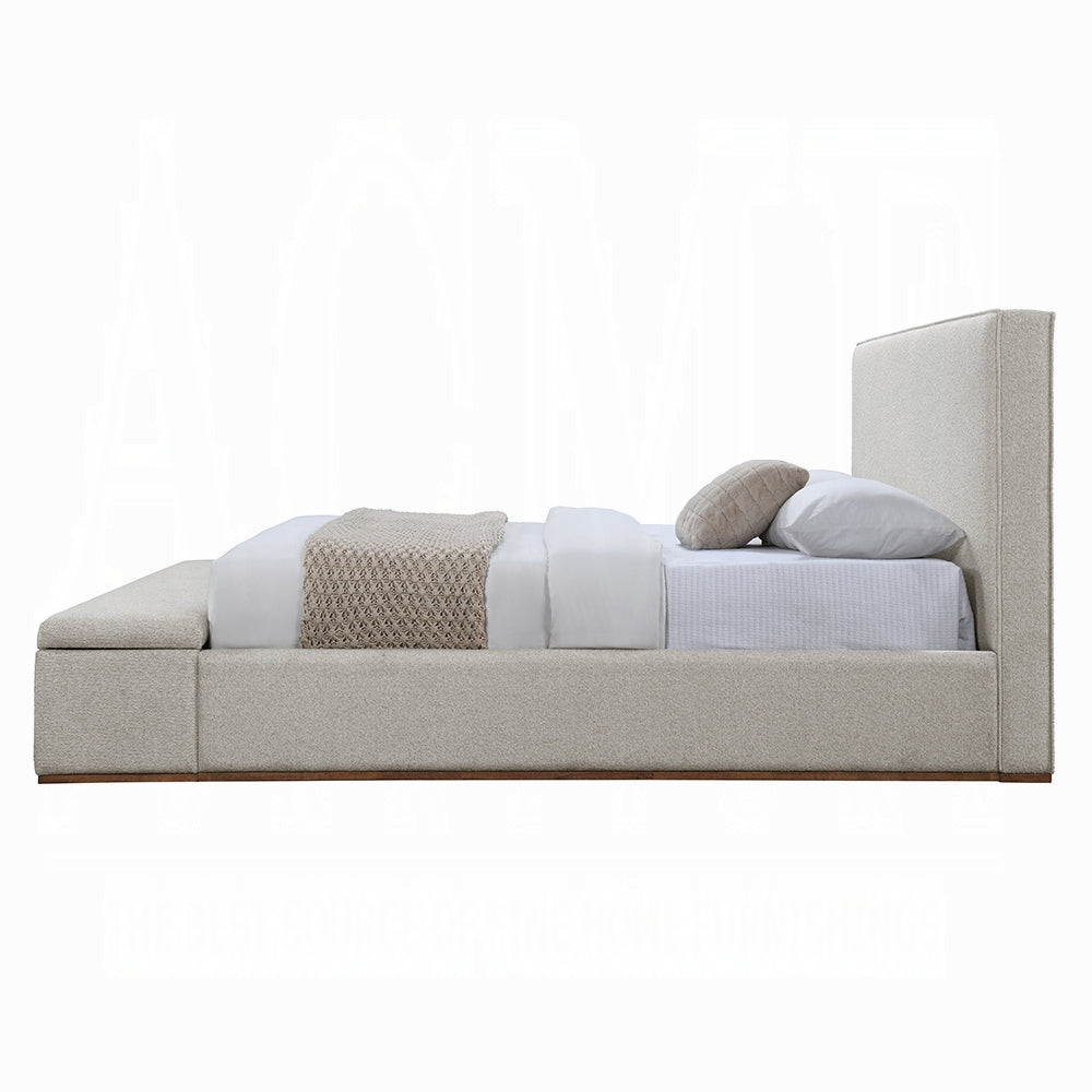 Boxter Solid Wood Bed w/Storage in Gray Linen