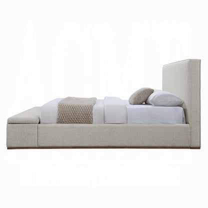 Boxter Solid Wood Bed w/Storage in Gray Linen