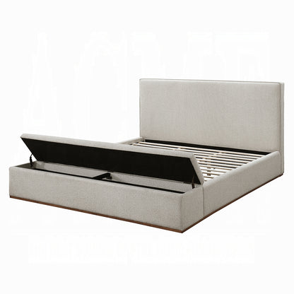Boxter Solid Wood Bed w/Storage in Gray Linen