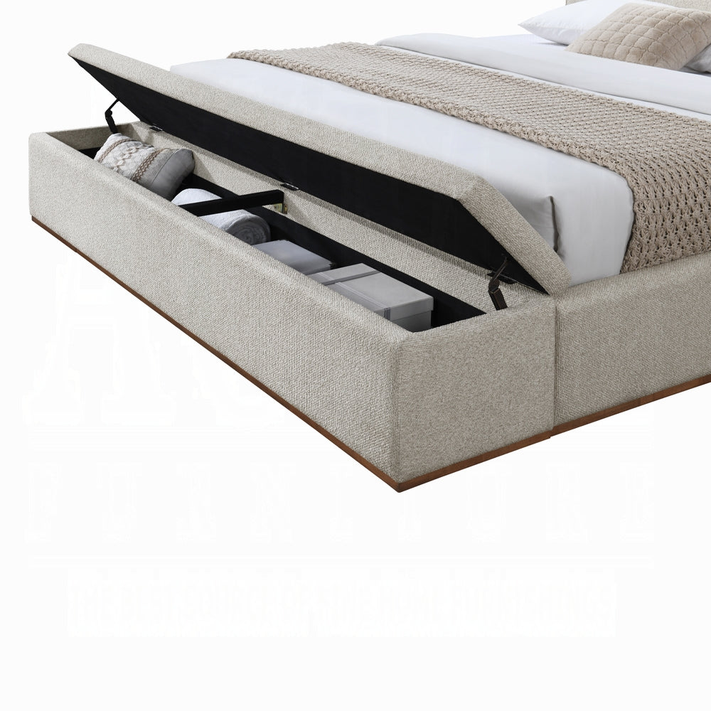 Boxter Solid Wood Bed w/Storage in Gray Linen