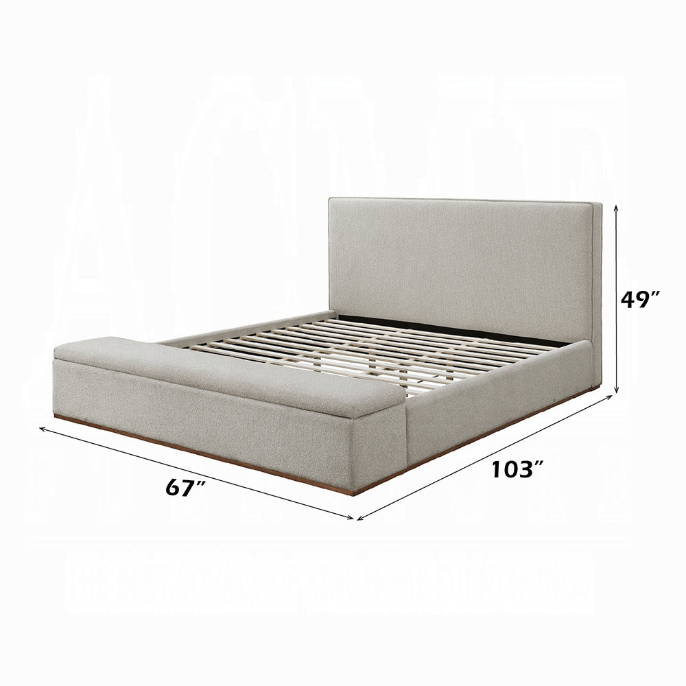 Boxter Solid Wood Bed w/Storage in Gray Linen