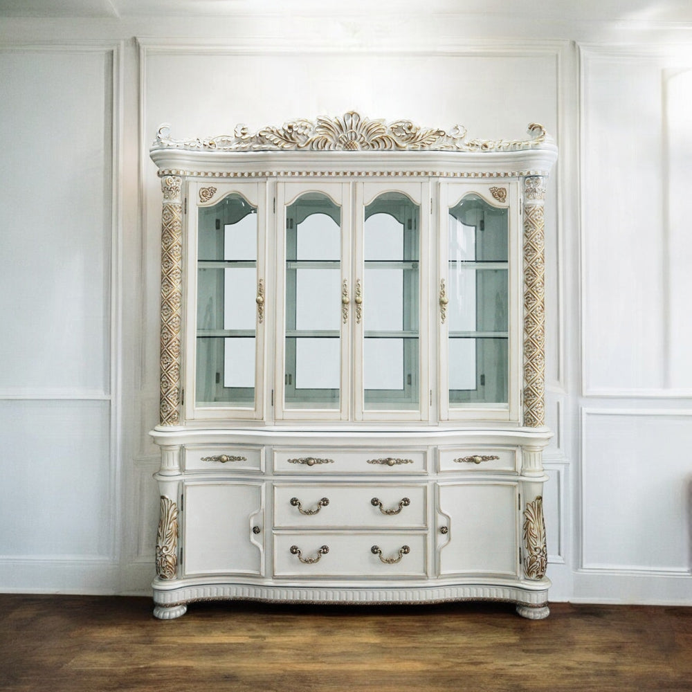 Vendome Buffet & Hutch Antique Pearl Finish DN01350