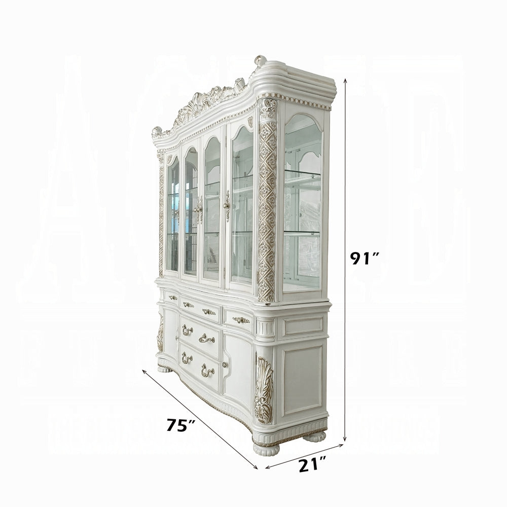 Vendome Buffet & Hutch Antique Pearl Finish DN01350