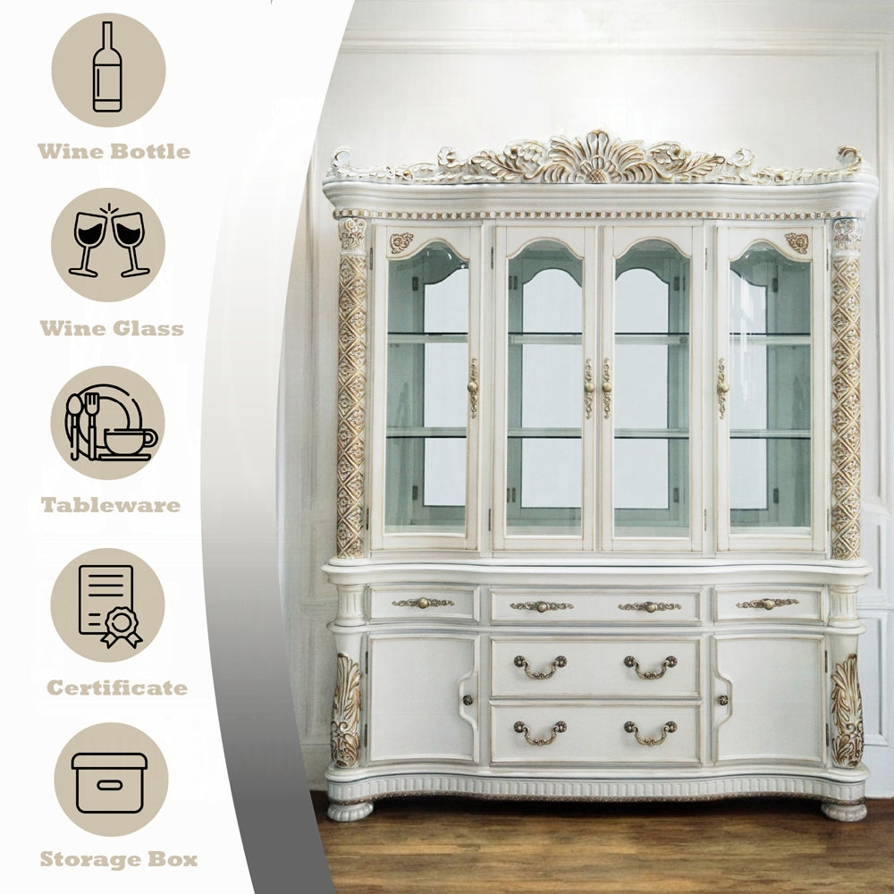 Vendome Buffet & Hutch Antique Pearl Finish DN01350