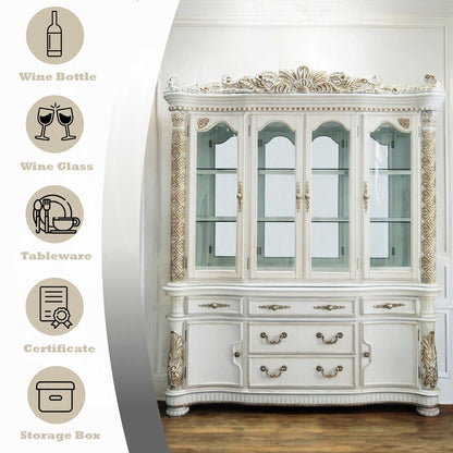 Vendome Buffet & Hutch Antique Pearl Finish DN01350