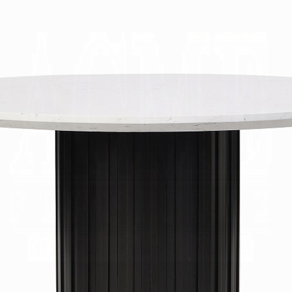 Jaramillo 5-Piece Dining Set Round Dining Table W/Engineered Marble and 4 Chairs