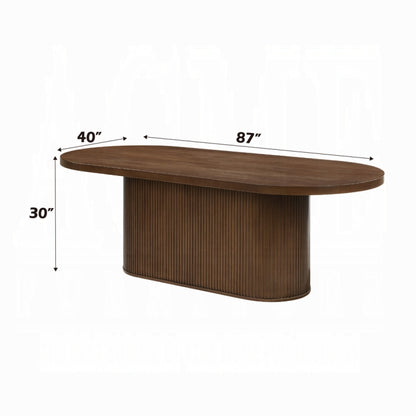 Gamarya 7-Piece Modern Dining Set with 87" Oval Pedestal Table and 6 Beige Linen Upholstered Chairs