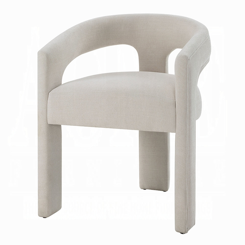 Gamarya 7-Piece Modern Dining Set with 87" Oval Pedestal Table and 6 Beige Linen Upholstered Chairs