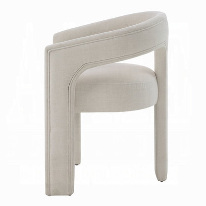 Gamarya 7-Piece Modern Dining Set with 87" Oval Pedestal Table and 6 Beige Linen Upholstered Chairs