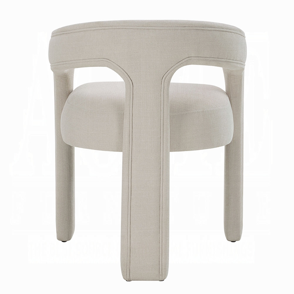 Gamarya 7-Piece Modern Dining Set with 87" Oval Pedestal Table and 6 Beige Linen Upholstered Chairs