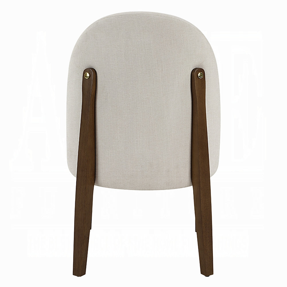 Gamarya 7-Piece Modern Dining Set with 87" Oval Pedestal Table and 6 Beige Chenille Upholstered Chairs, Walnut Finish - Assembly Required
