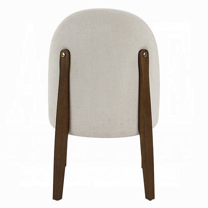 Gamarya 7-Piece Modern Dining Set with 87" Oval Pedestal Table and 6 Beige Chenille Upholstered Chairs, Walnut Finish - Assembly Required