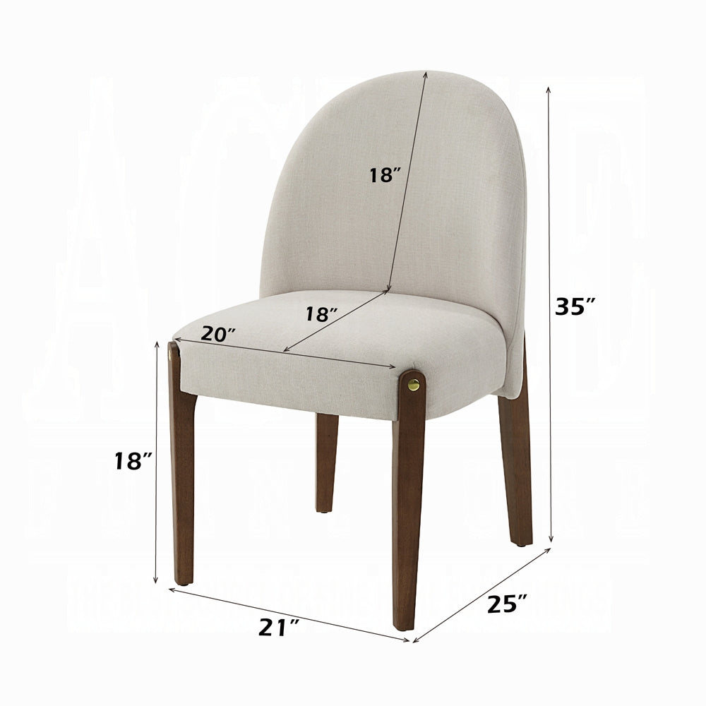 Gamarya 7-Piece Modern Dining Set with 87" Oval Pedestal Table and 6 Beige Chenille Upholstered Chairs, Walnut Finish - Assembly Required