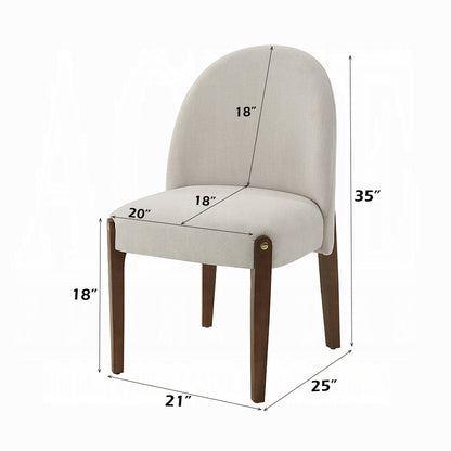 Gamarya 7-Piece Modern Dining Set with 87" Oval Pedestal Table and 6 Beige Chenille Upholstered Chairs, Walnut Finish - Assembly Required