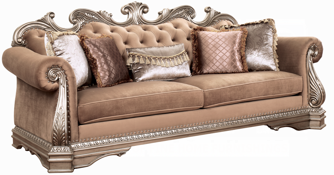 Northville Collection 3-Piece Living Room Set Include Sofa, Loveseat and Chair，Velvet & Antique Silver Finish