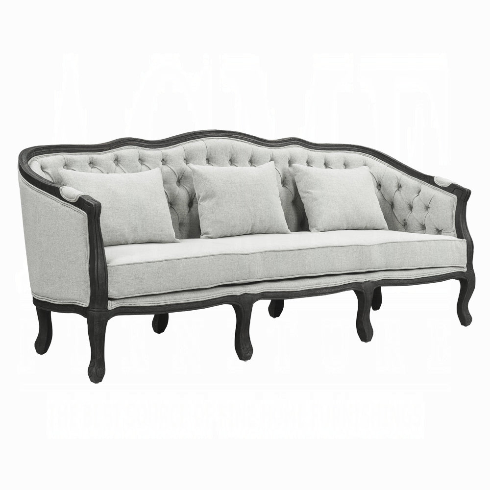 Samael Colletion 3-Piece Living Room Set Include Sofa, Loveseat and Chair, Gray Linen & Dark Brown Finish