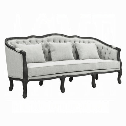 Samael Colletion 3-Piece Living Room Set Include Sofa, Loveseat and Chair, Gray Linen & Dark Brown Finish