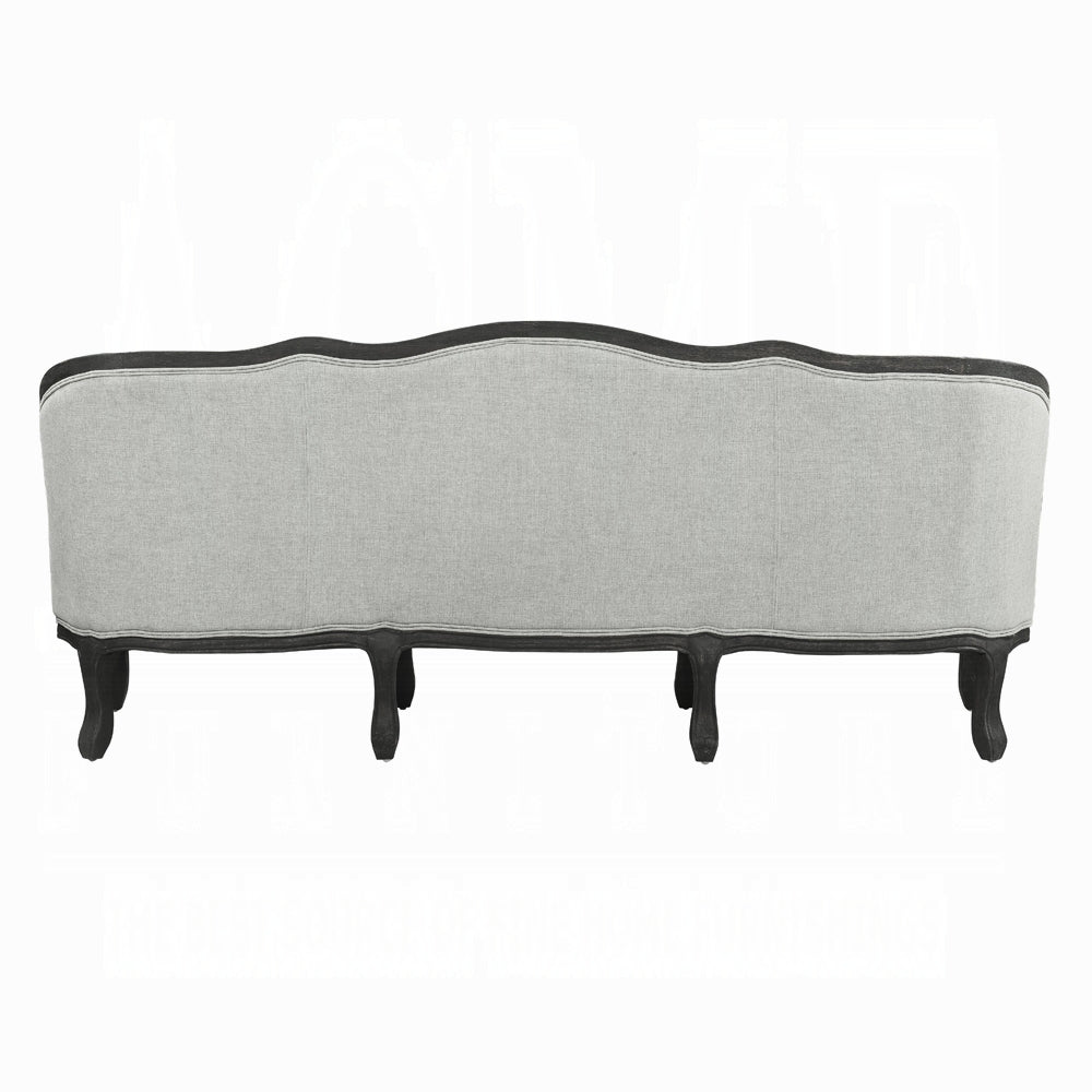 Samael Colletion 3-Piece Living Room Set Include Sofa, Loveseat and Chair, Gray Linen & Dark Brown Finish