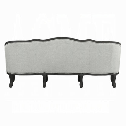 Samael Colletion 3-Piece Living Room Set Include Sofa, Loveseat and Chair, Gray Linen & Dark Brown Finish