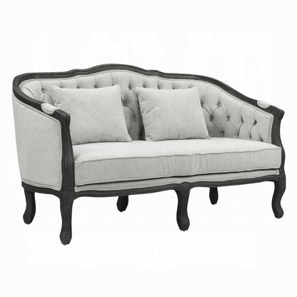 Samael Colletion 3-Piece Living Room Set Include Sofa, Loveseat and Chair, Gray Linen & Dark Brown Finish