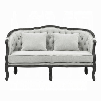 Samael Colletion 3-Piece Living Room Set Include Sofa, Loveseat and Chair, Gray Linen & Dark Brown Finish