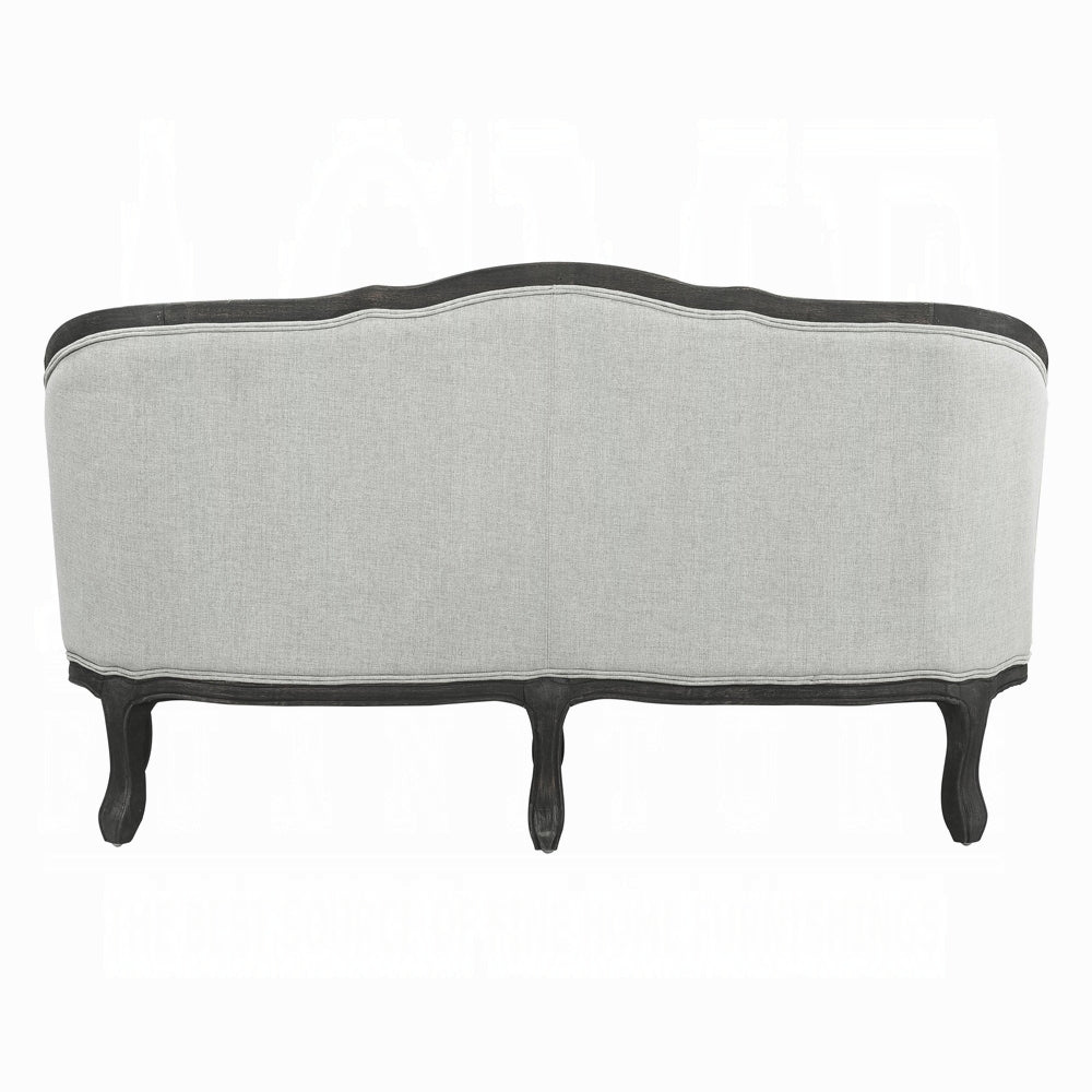 Samael Colletion 3-Piece Living Room Set Include Sofa, Loveseat and Chair, Gray Linen & Dark Brown Finish